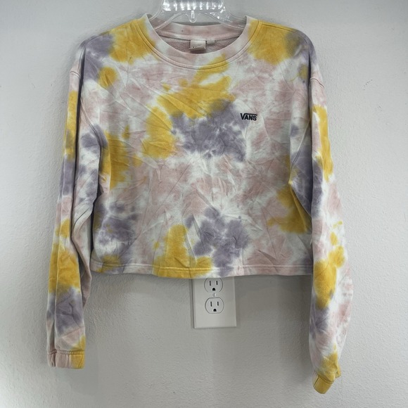 Vans Tops - Vans Women's Tie Dye Cropped Sweatshirt XS Elastic Cuff Yellow Pink Purple Skate